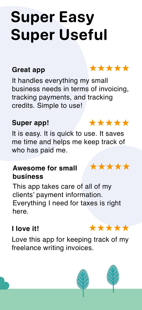 Giggy Bank - Income Tracker - User testimonials and five star ratings for the Giggy Bank income tracker app