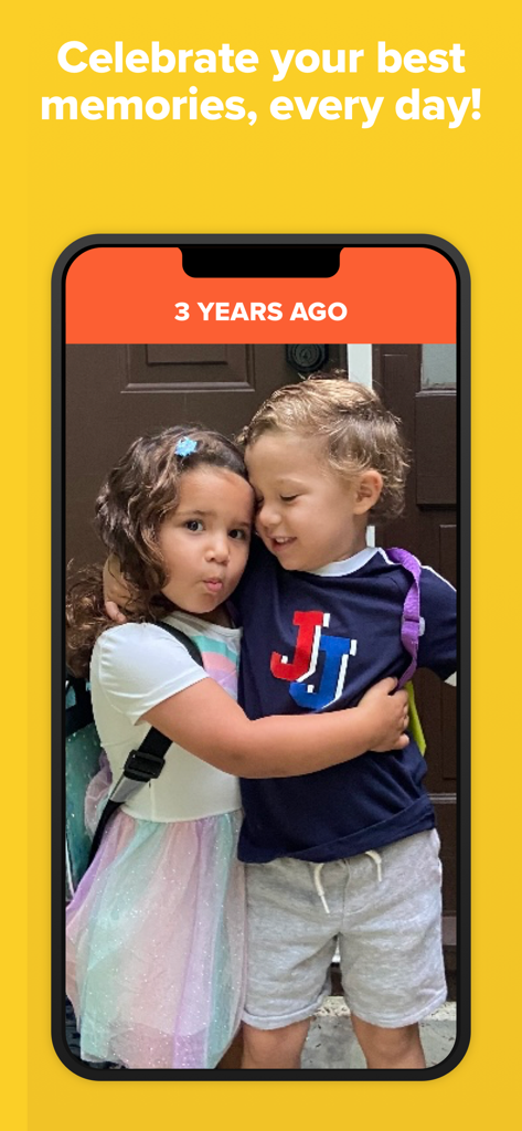 A Timehop app screenshot featuring a childhood memory from three years ago