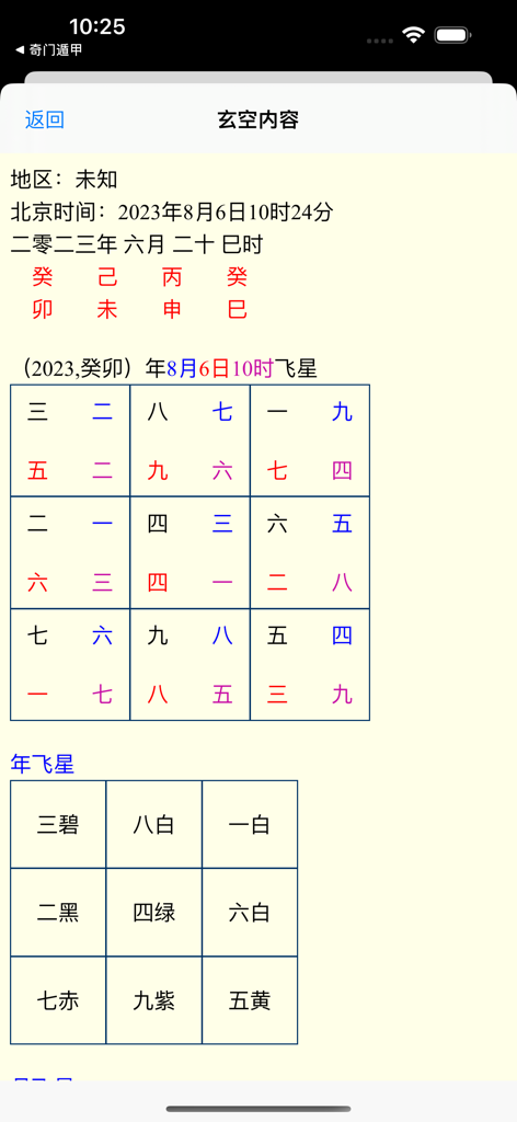 南方玄空风水 - Southern Xuan Kong Feng Shui app interface showing professional Flying Star charts and lunar calendar calculations