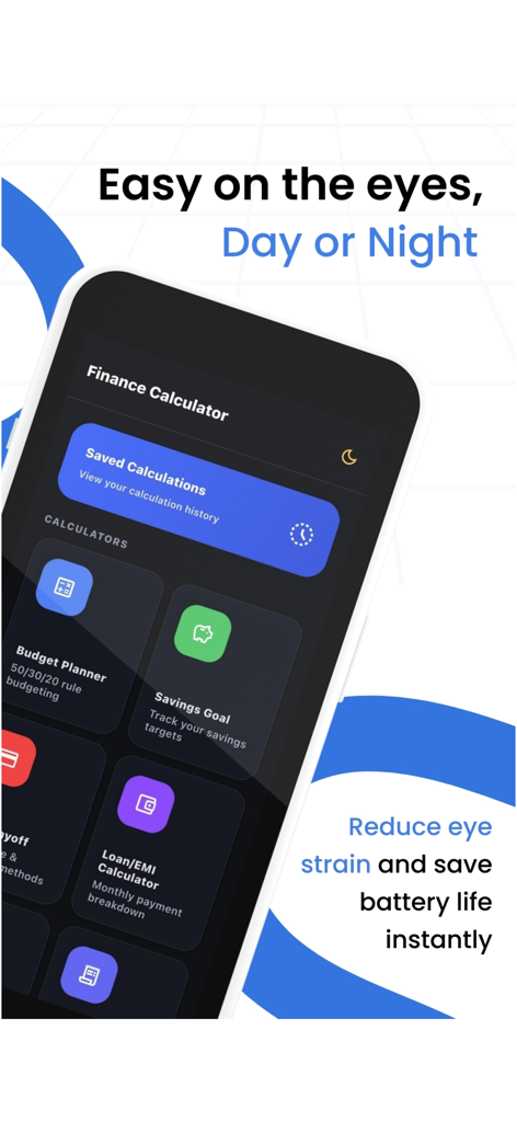 Budget and Financial Planner - Budget and Financial Planner app interface showing dark mode for reduced eye strain