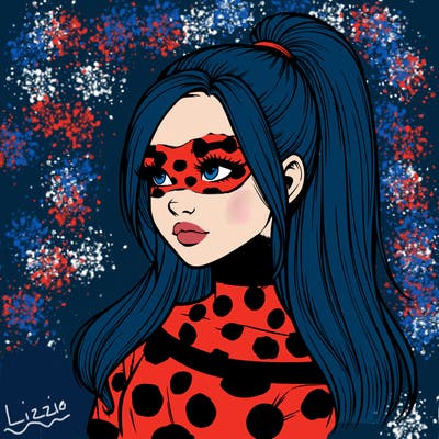 realistic girl with a high ponytail