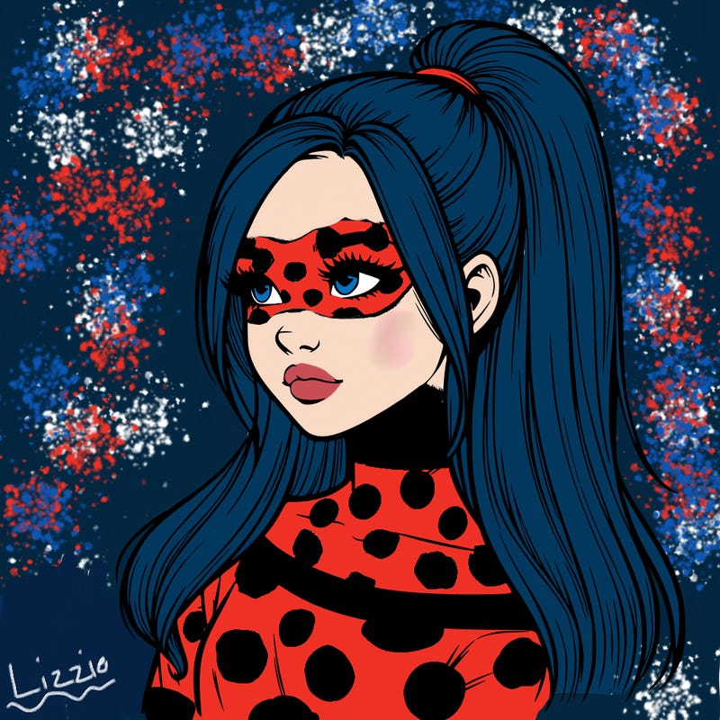 realistic girl with a high ponytail