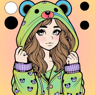 realistic girl in a animal pjs hoodie