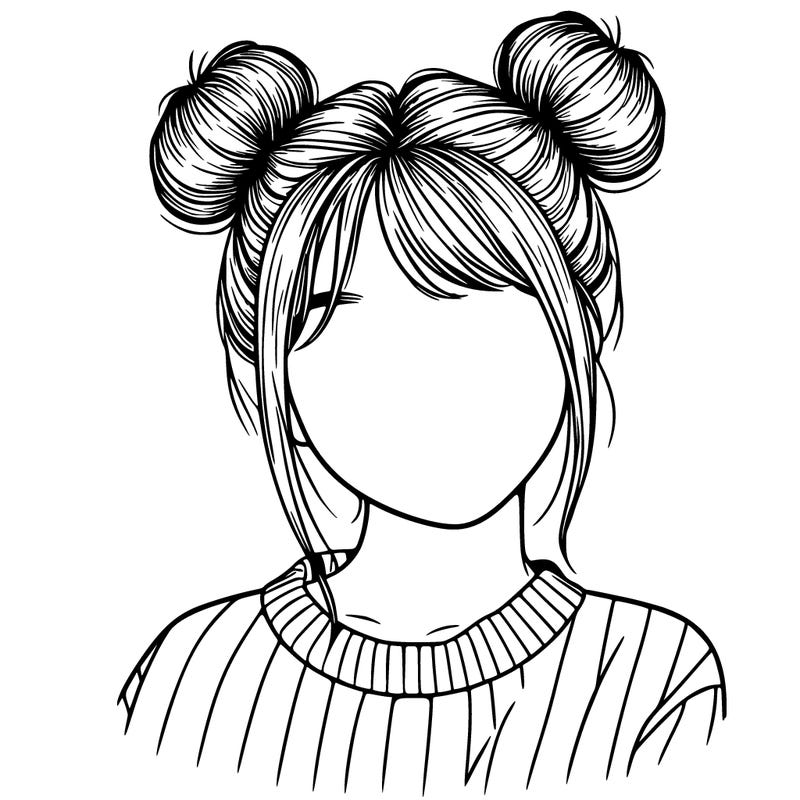 realistic girl with two buns on her head