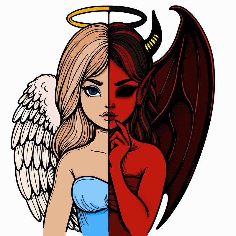 realistic angel half demon