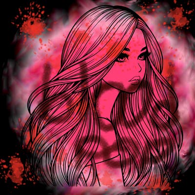 realistic girl with long realistic hair