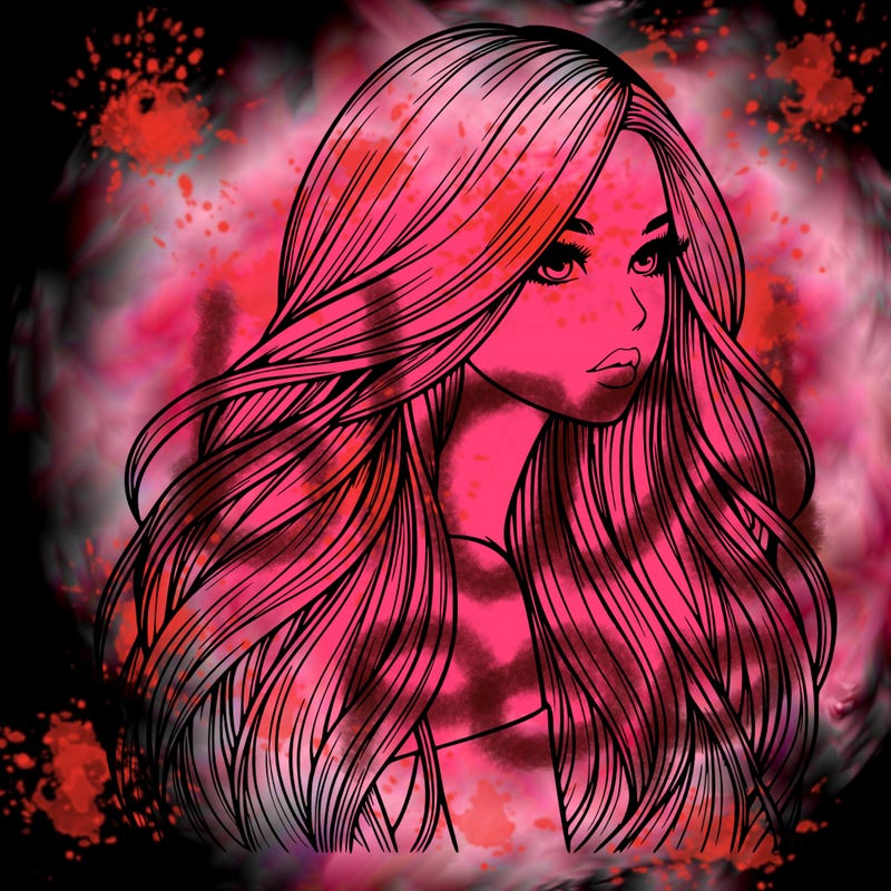 realistic girl with long realistic hair