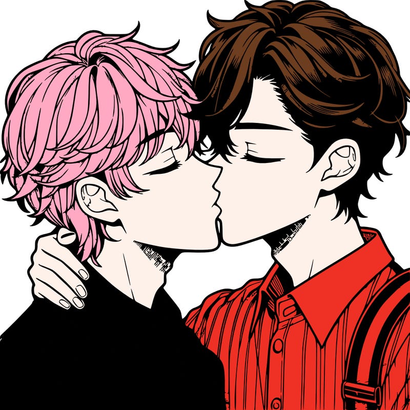 manga boys kissing each other