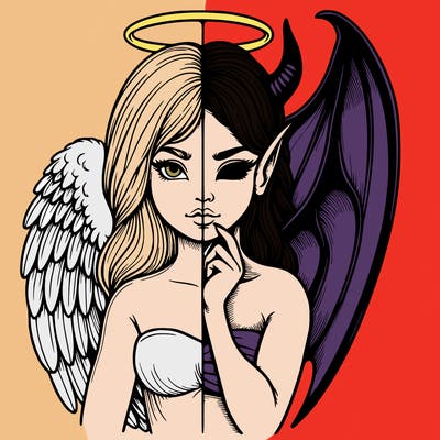 realistic angel half demon