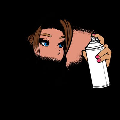 a realistic girl, spray painting