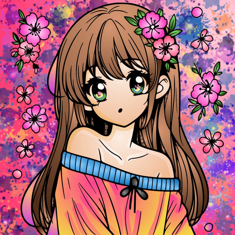 pretty anime girl with show shoulder shirt