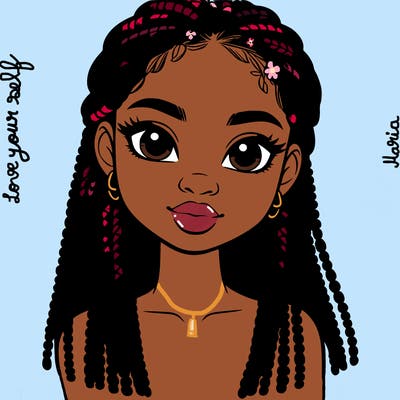 a realistic black girl with braids