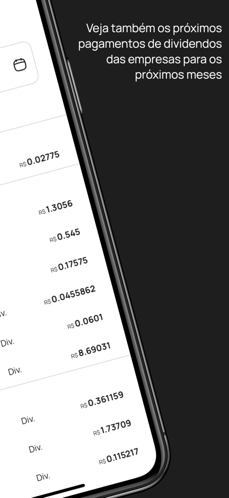 Planeo - L'interface de l'application Planeo montrant une liste de paiements de dividendes à venir et de distributions d'entreprises