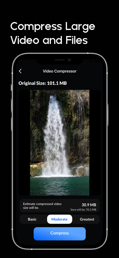 Easy Phone Cleaner Master - Interface of Easy Phone Cleaner Master showing video compression from 101MB to 30MB