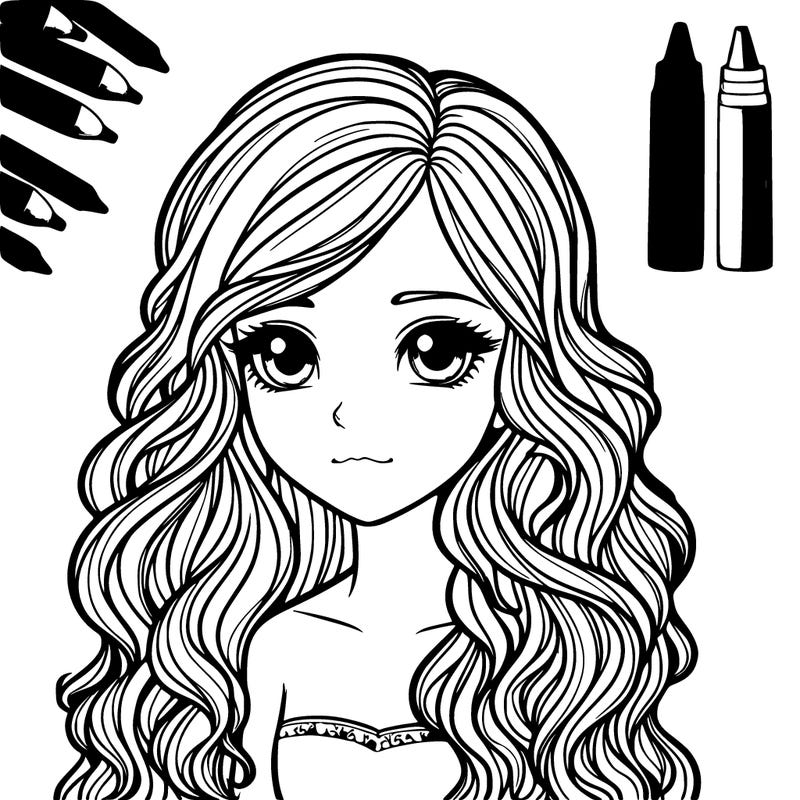 realistic girl with wavy hair