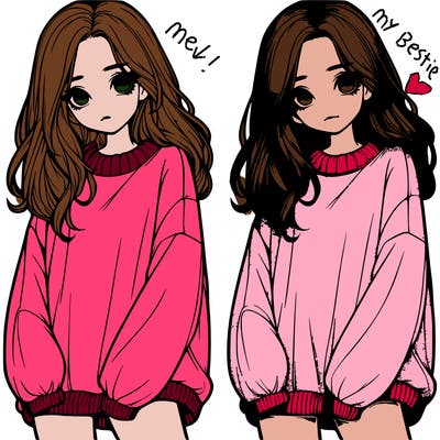 realistic girl with baggy sweater