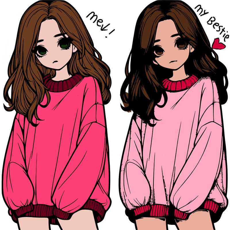 realistic girl with baggy sweater