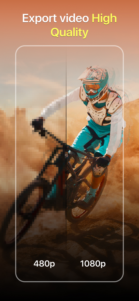 A visual comparison showing the difference between 480p and 1080p video resolution for a mountain biker scene.