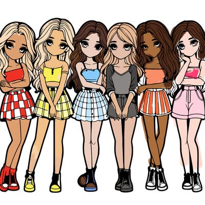 a group of girls realistic