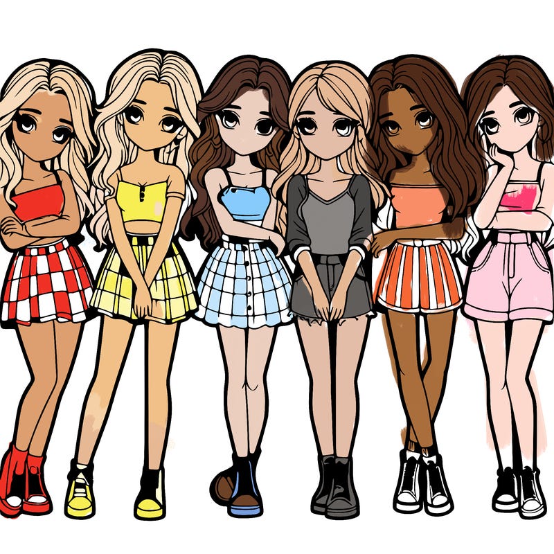 a group of girls realistic