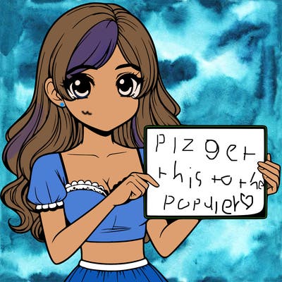 realistic pretty girl holding blank sign