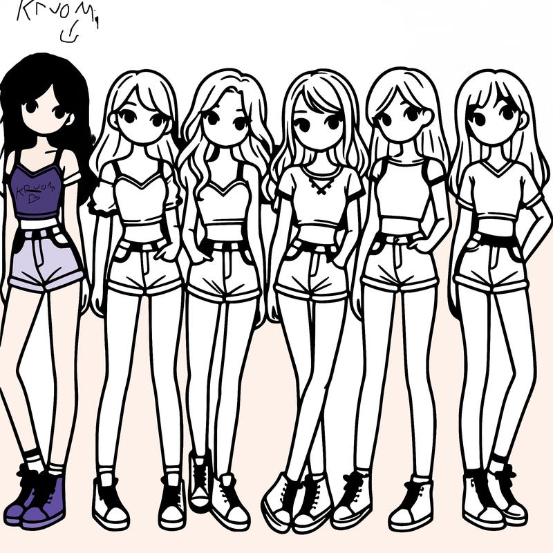 a group of girls wearing crop tops and shorts