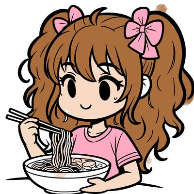 a girl eating ramen