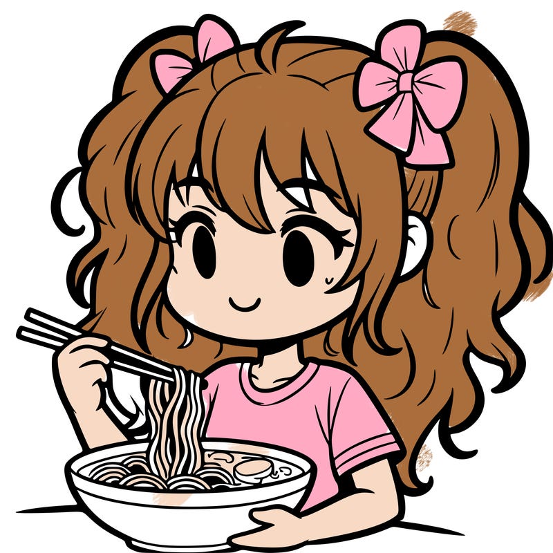 a girl eating ramen
