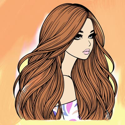realistic girl with long realistic hair