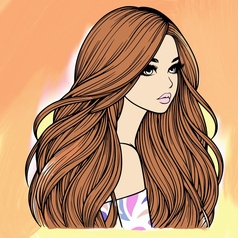 realistic girl with long realistic hair
