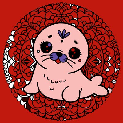 a cute baby seal mandala
