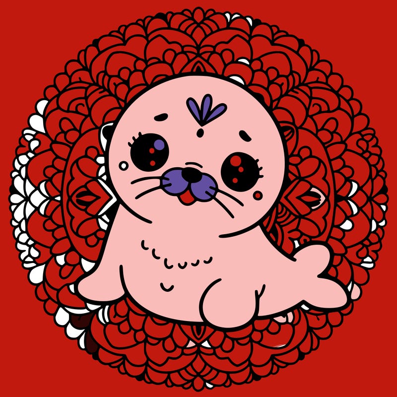 a cute baby seal mandala