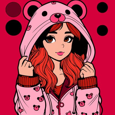 realistic girl in a animal pjs hoodie