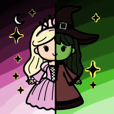 split princess and witch