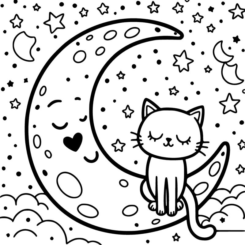 moon with a cat