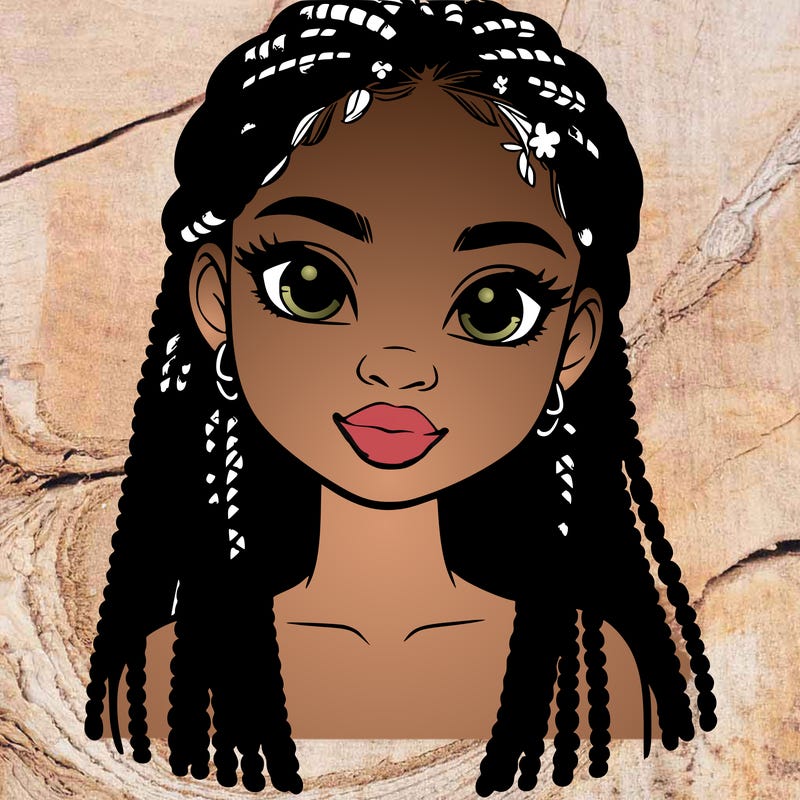 a realistic black girl with braids