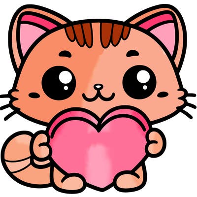 cat holding a  heart
