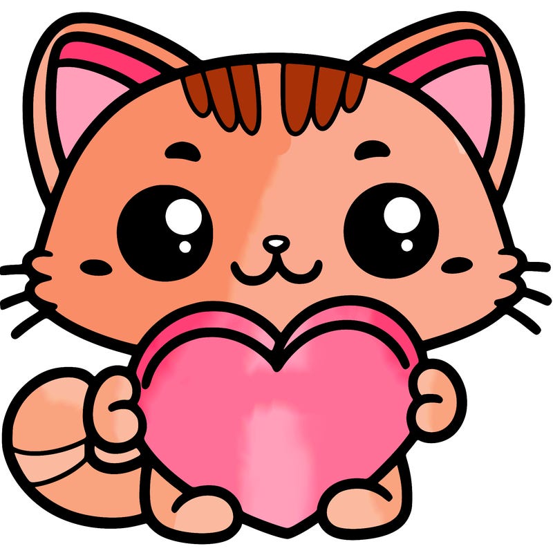 cat holding a  heart
