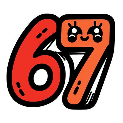 the numbers 67