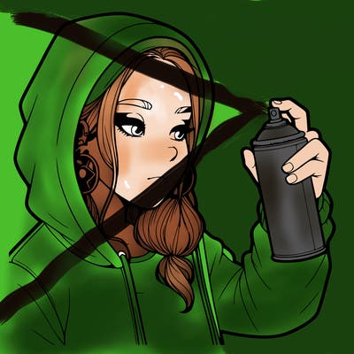a realistic girl, spray painting