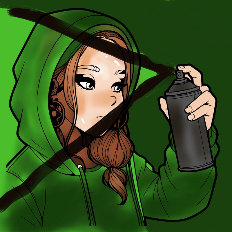a realistic girl, spray painting