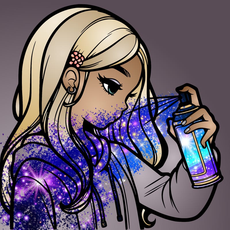 a realistic girl spray painting