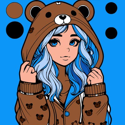 realistic girl in a animal pjs hoodie