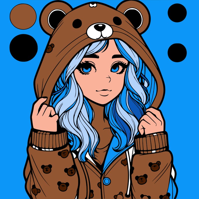 realistic girl in a animal pjs hoodie