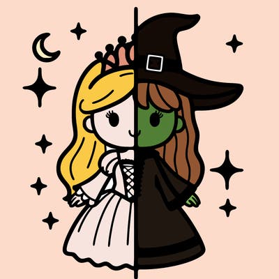 split princess and witch