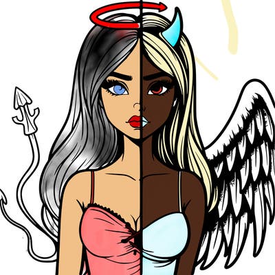 devil vs angel realistic girl
