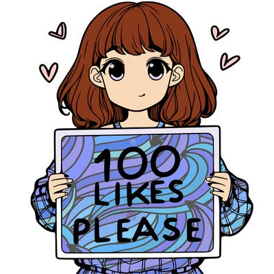 a girl holding a sign saying 100 likes please