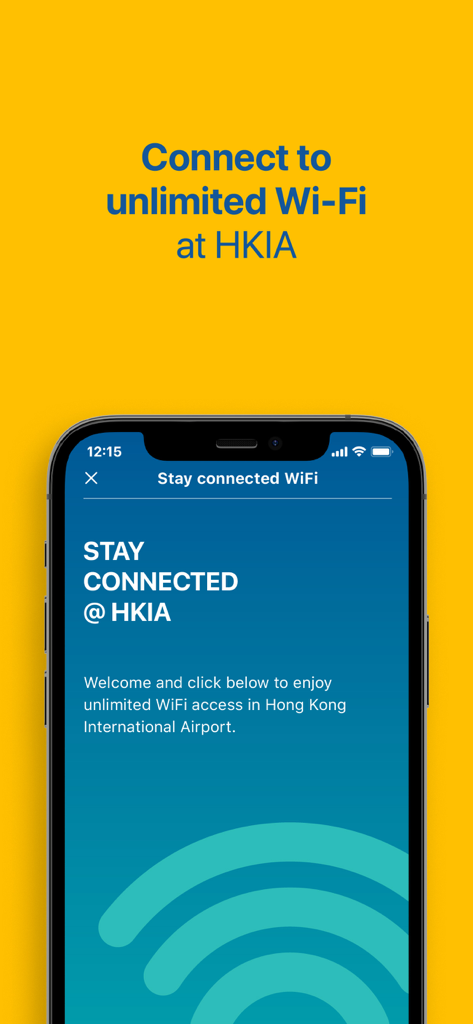 My HKG (Official) - 홍콩 국제공항에서 My HKG 앱의 무제한 Wi-Fi 연결 기능을 보여주는 스마트폰 화면