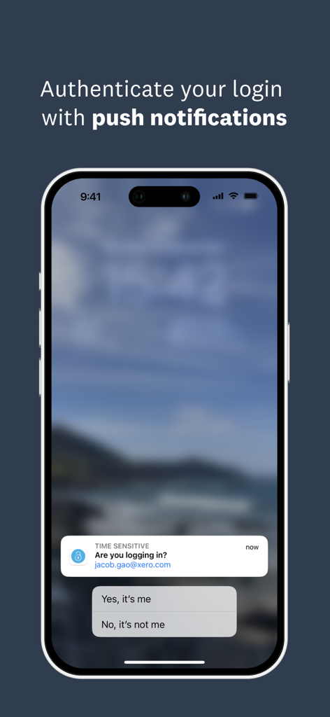 Xero Verify - Notificación push de Xero Verify en un iPhone para una autenticación de inicio de sesión multifactor rápida y segura.