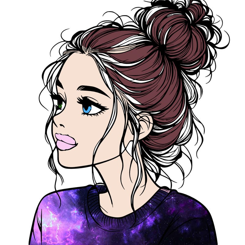 a realistic girl with a messy bun